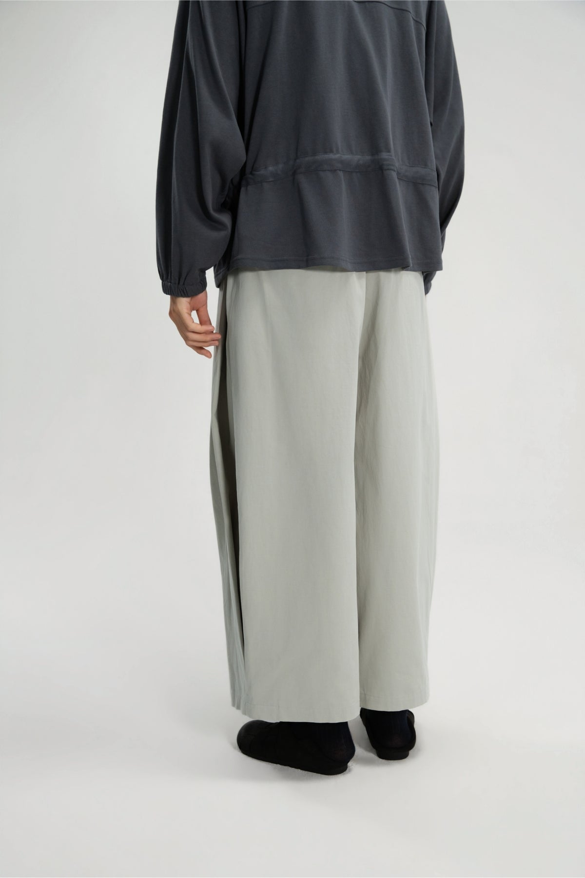 Gender Neutral Double Waist Baggy Ankle Pants (Dirty Sage)