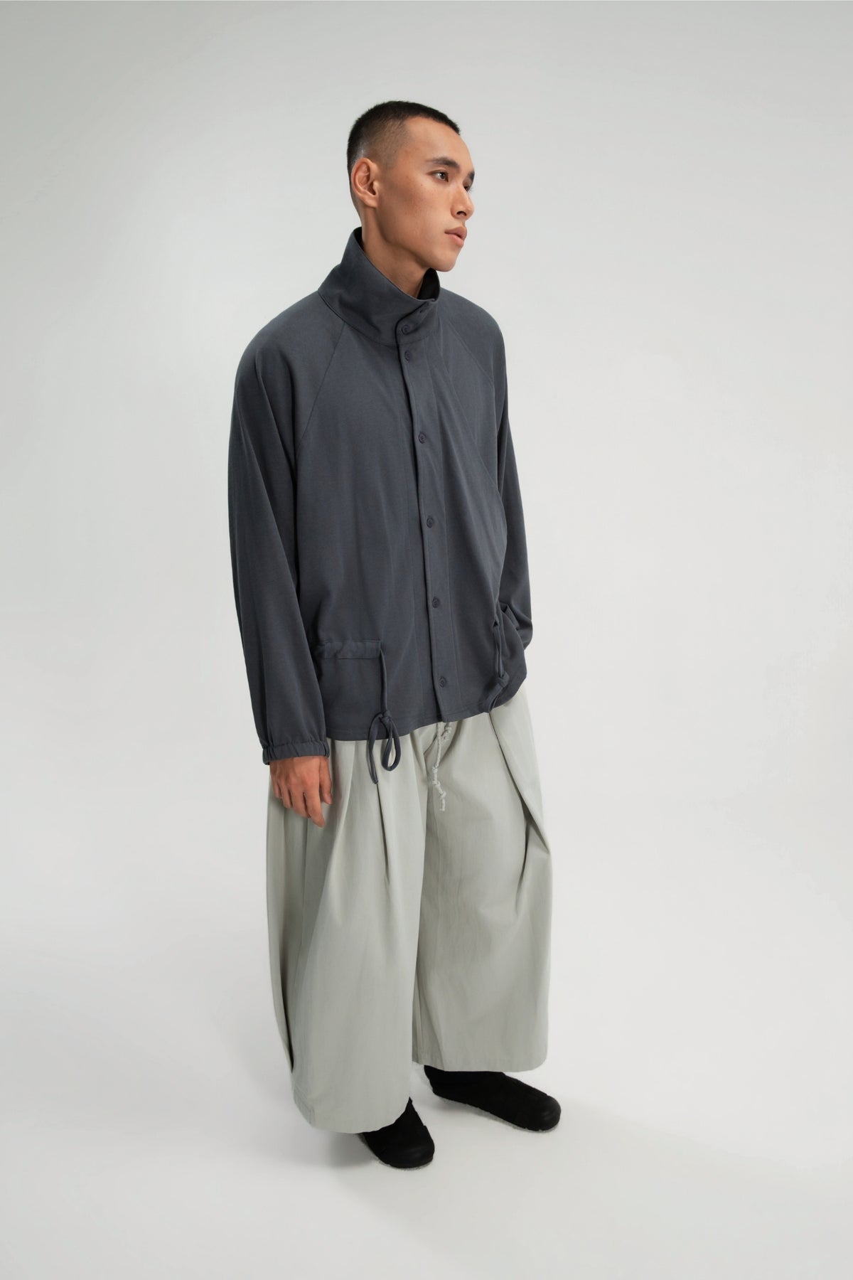 Gender Neutral Slouchy Knit Trench Outer (Blue)