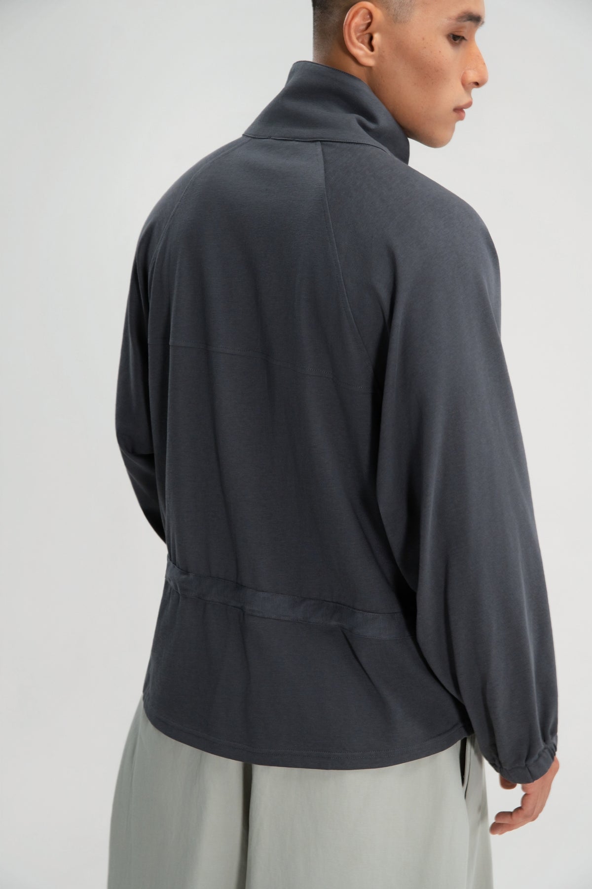 Gender Neutral Slouchy Knit Trench Outer (Blue)