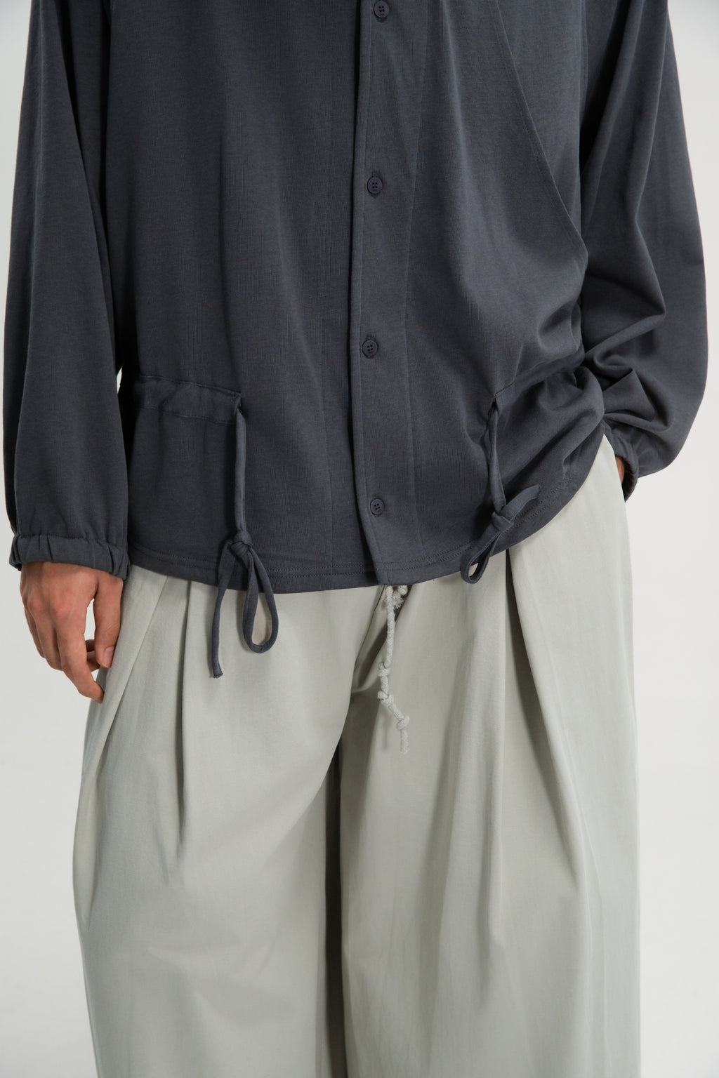 Gender Neutral Slouchy Knit Trench Outer (Blue)