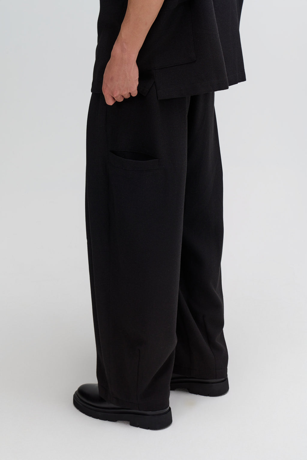 Gender Neutral Cocoon Trousers (Poly Waffle / Black)