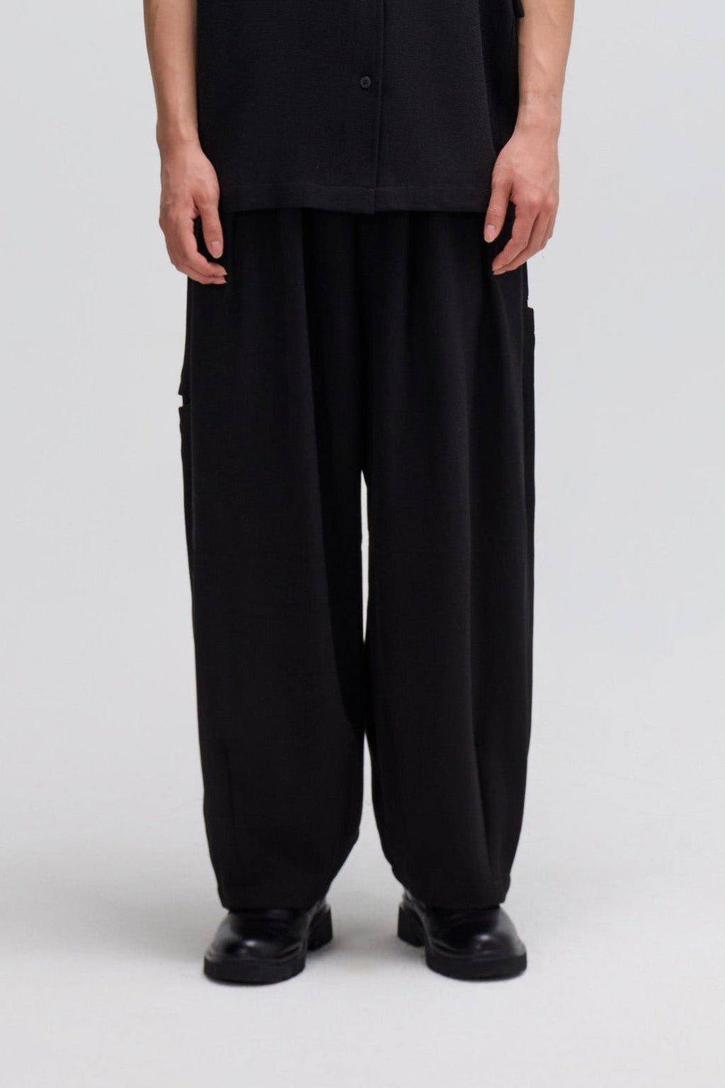 Gender Neutral Cocoon Trousers (Poly Waffle / Black)