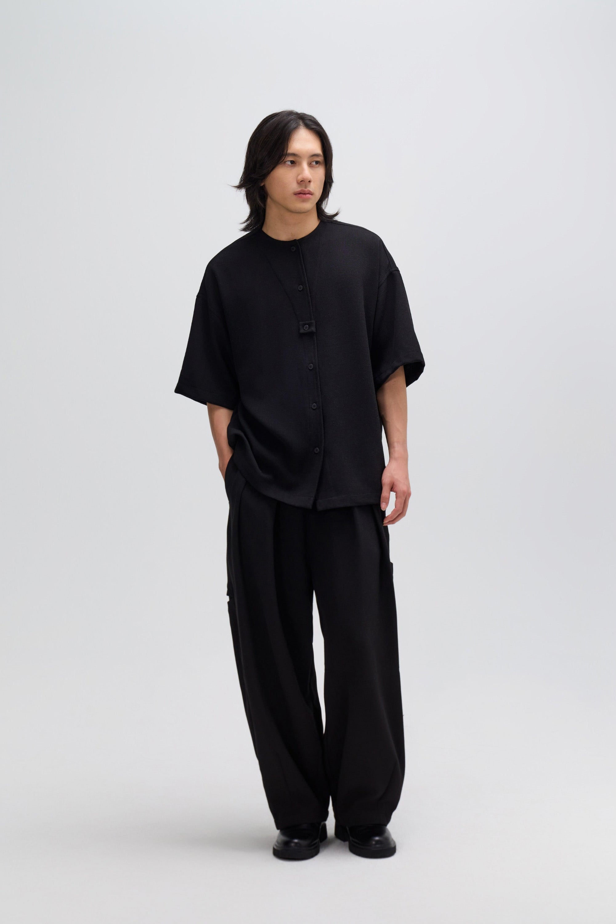 Gender Neutral Cocoon Trousers (Poly Waffle / Black)