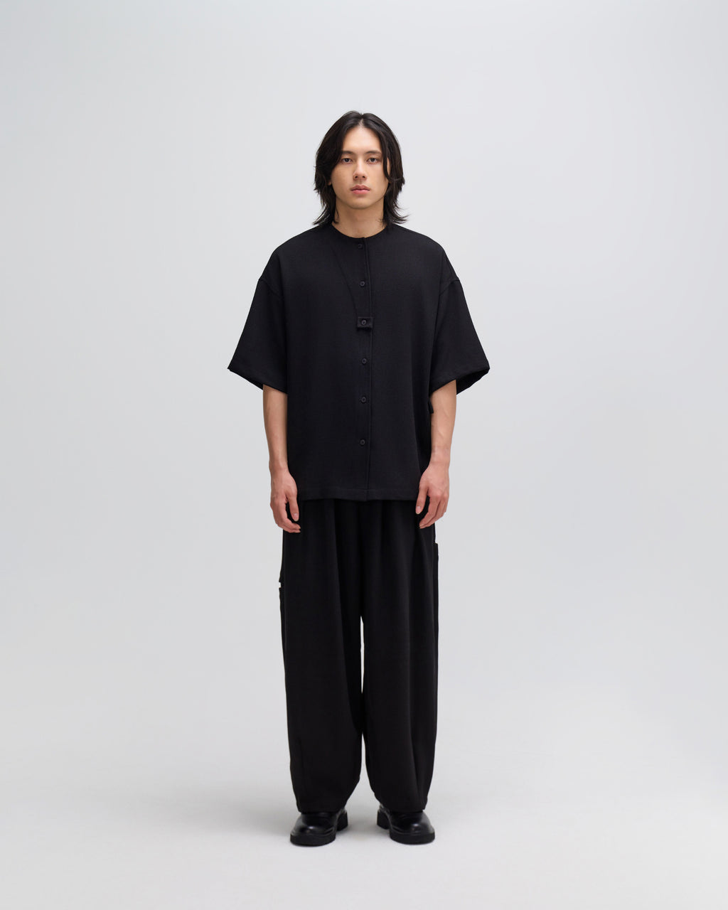 Gender Neutral Cocoon Trousers (Poly Waffle / Black)