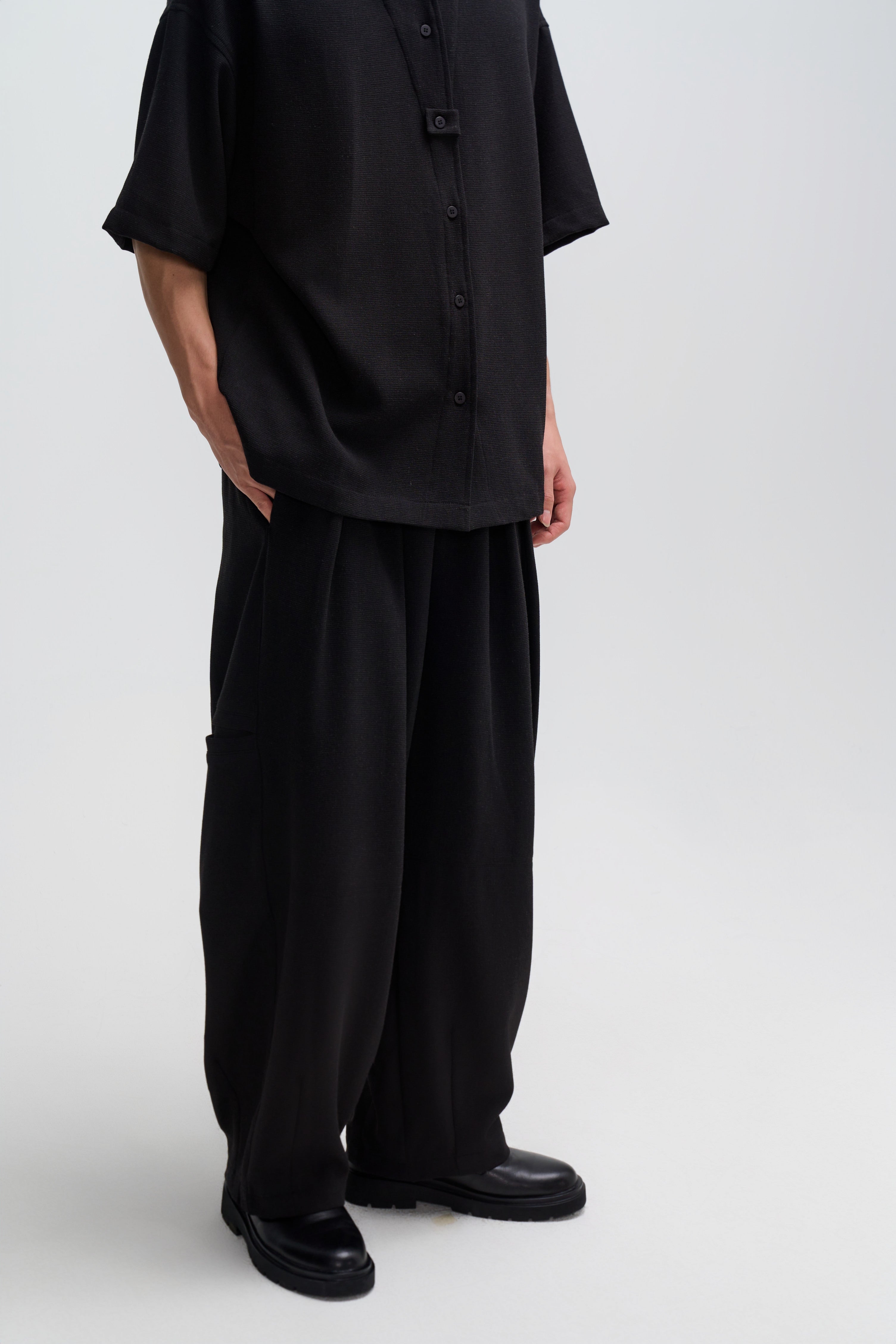 Gender Neutral Cocoon Trousers (Poly Waffle / Black)