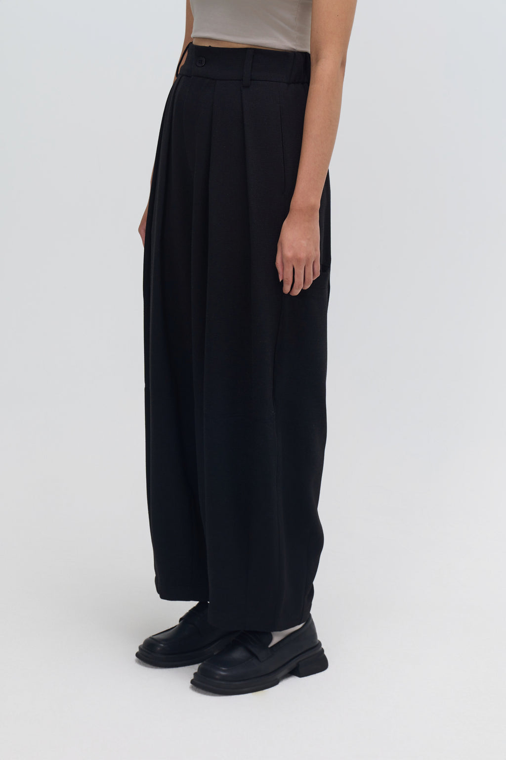 Gender Neutral Cocoon Trousers (Poly Waffle / Black)