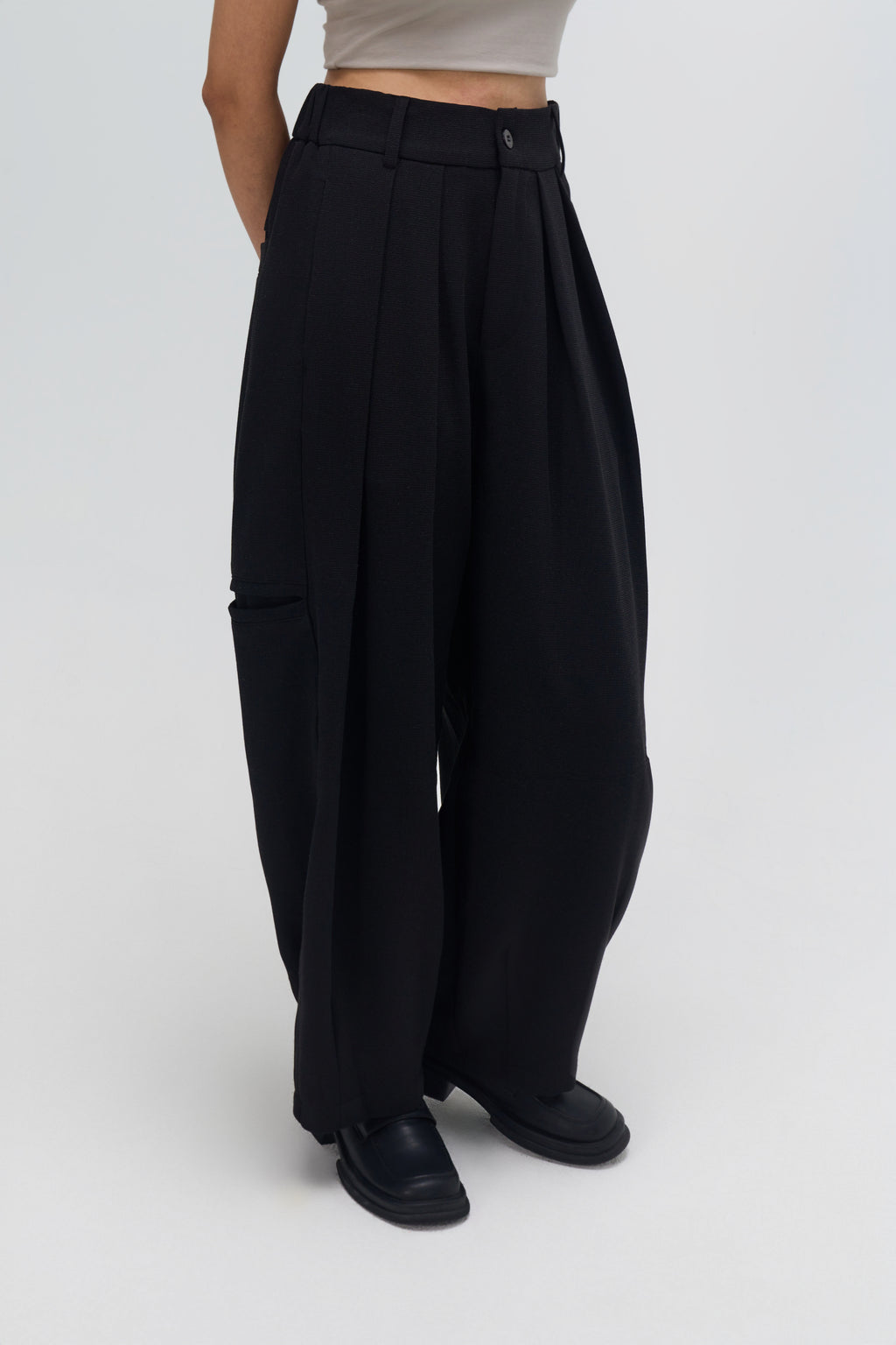Gender Neutral Cocoon Trousers (Poly Waffle / Black)