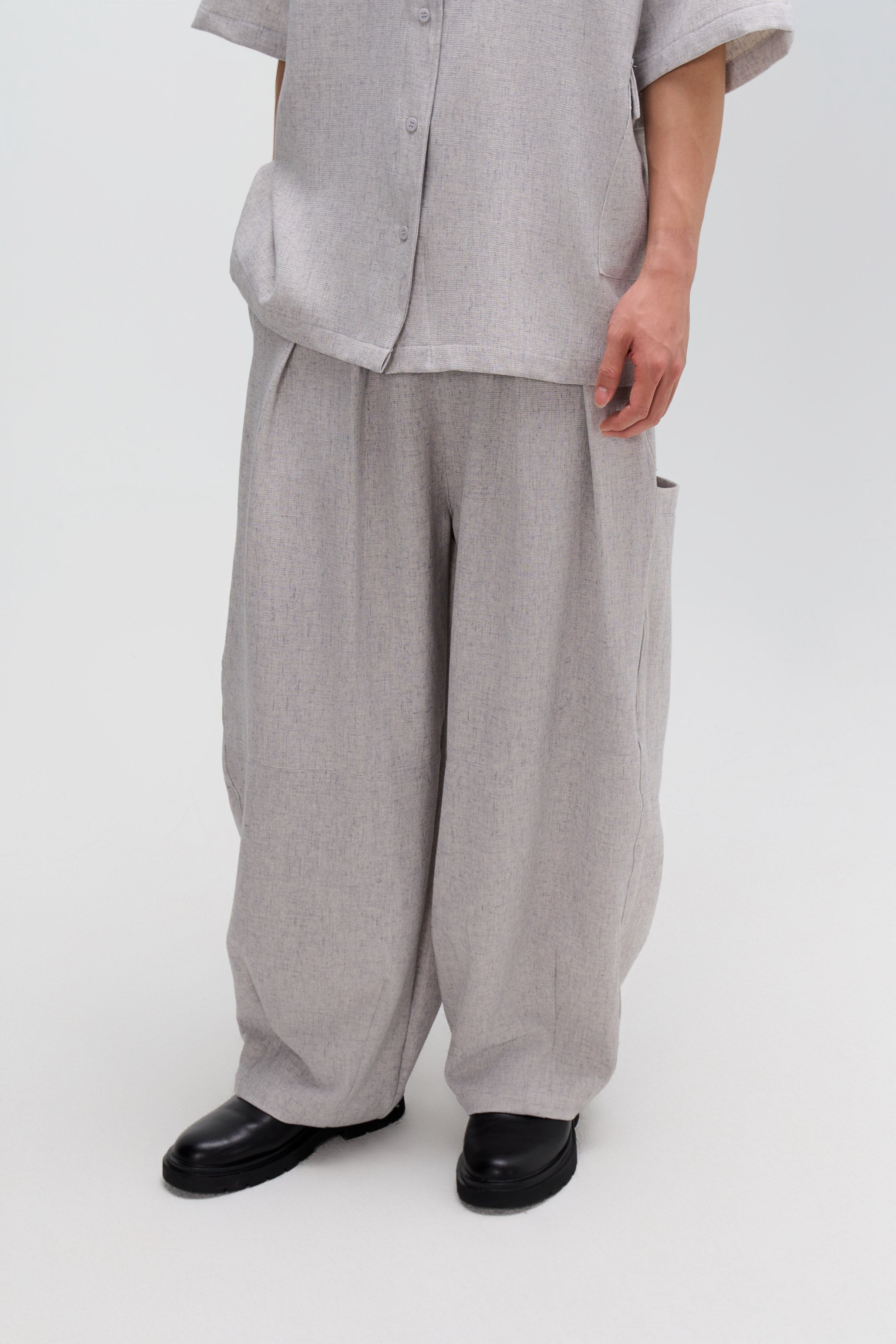 Gender Neutral Cocoon Trousers (Poly Waffle / Grey)