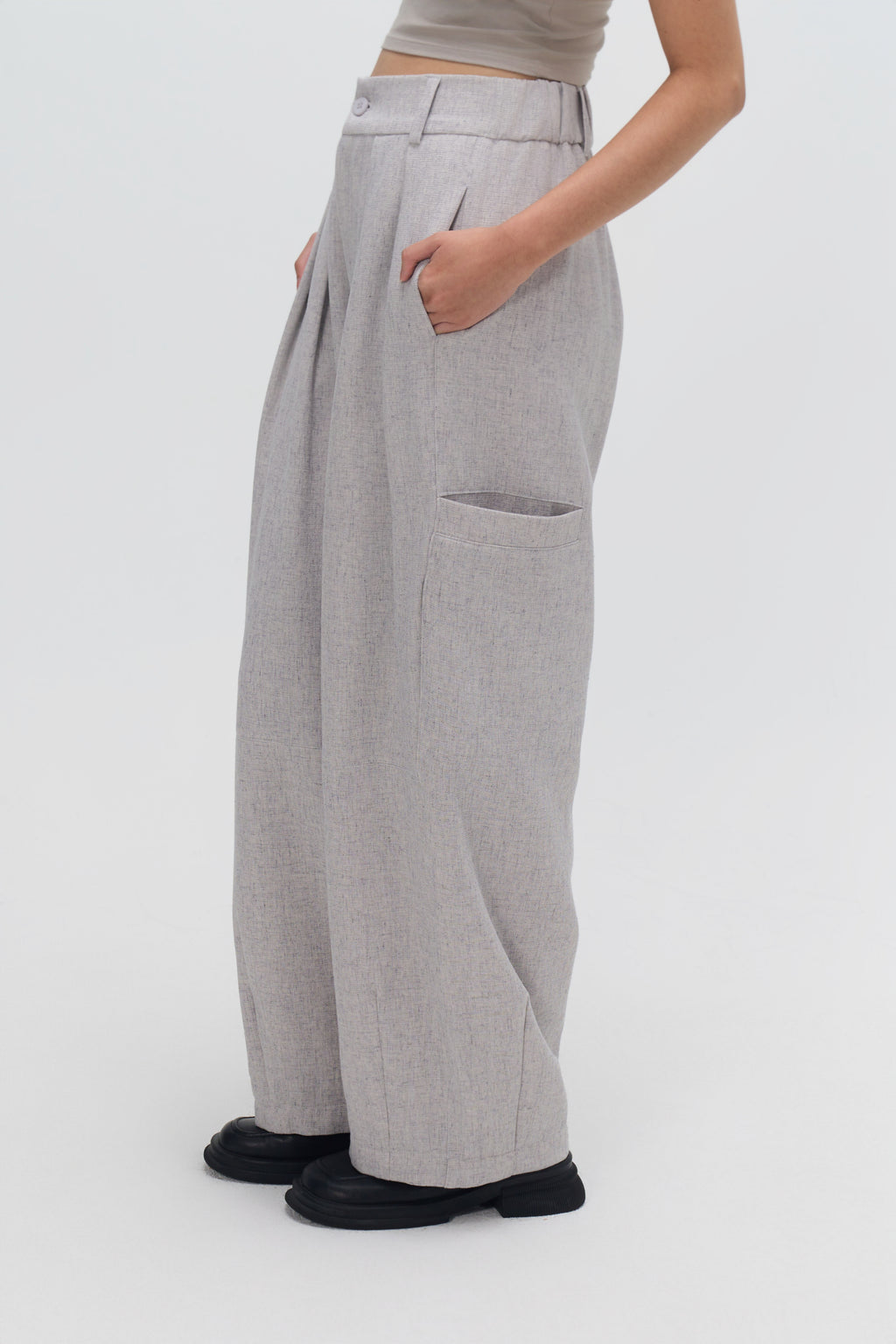 Gender Neutral Cocoon Trousers (Poly Waffle / Grey)