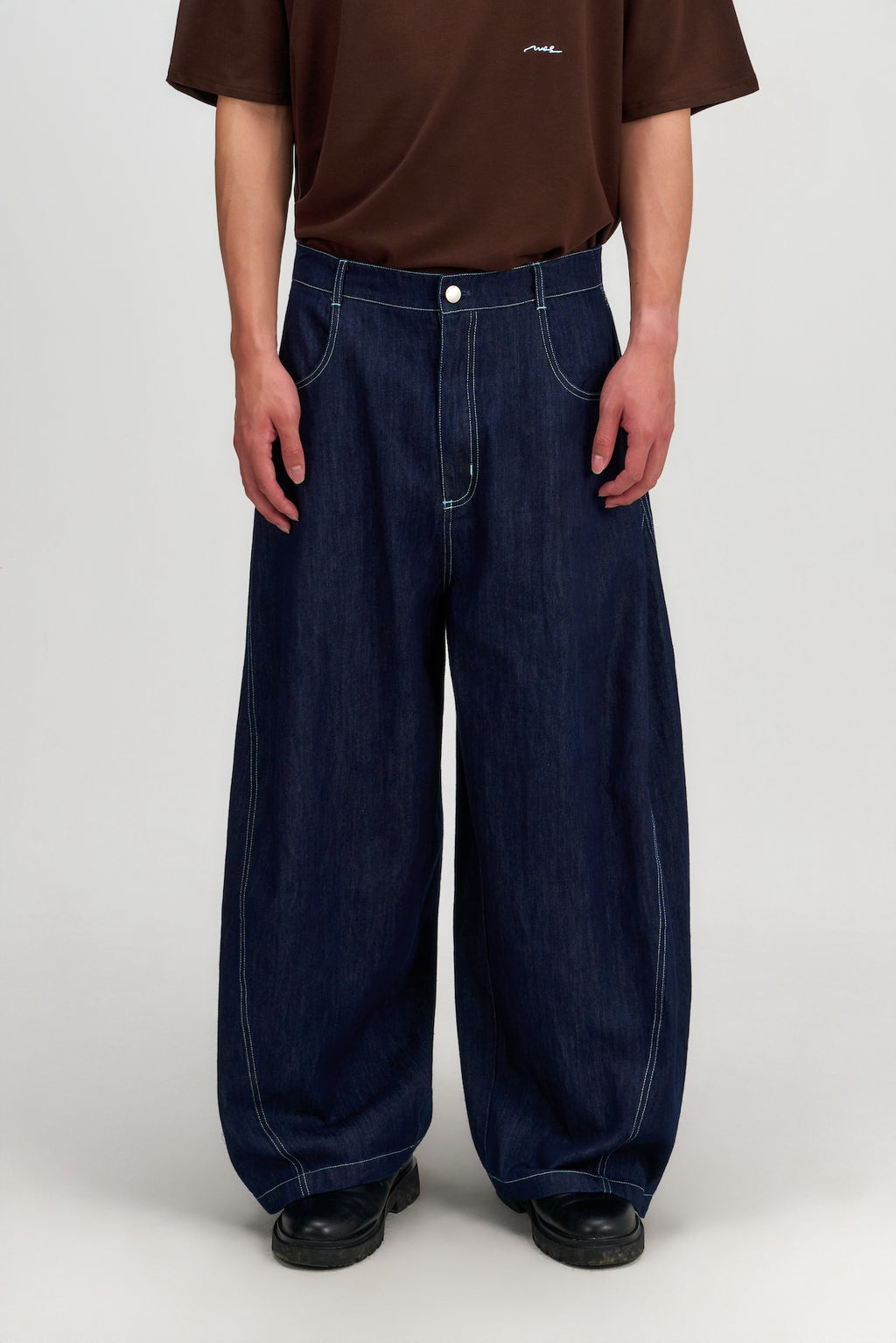 Gender Neutral Curved Leg Denim 2.0 (Dark Navy)