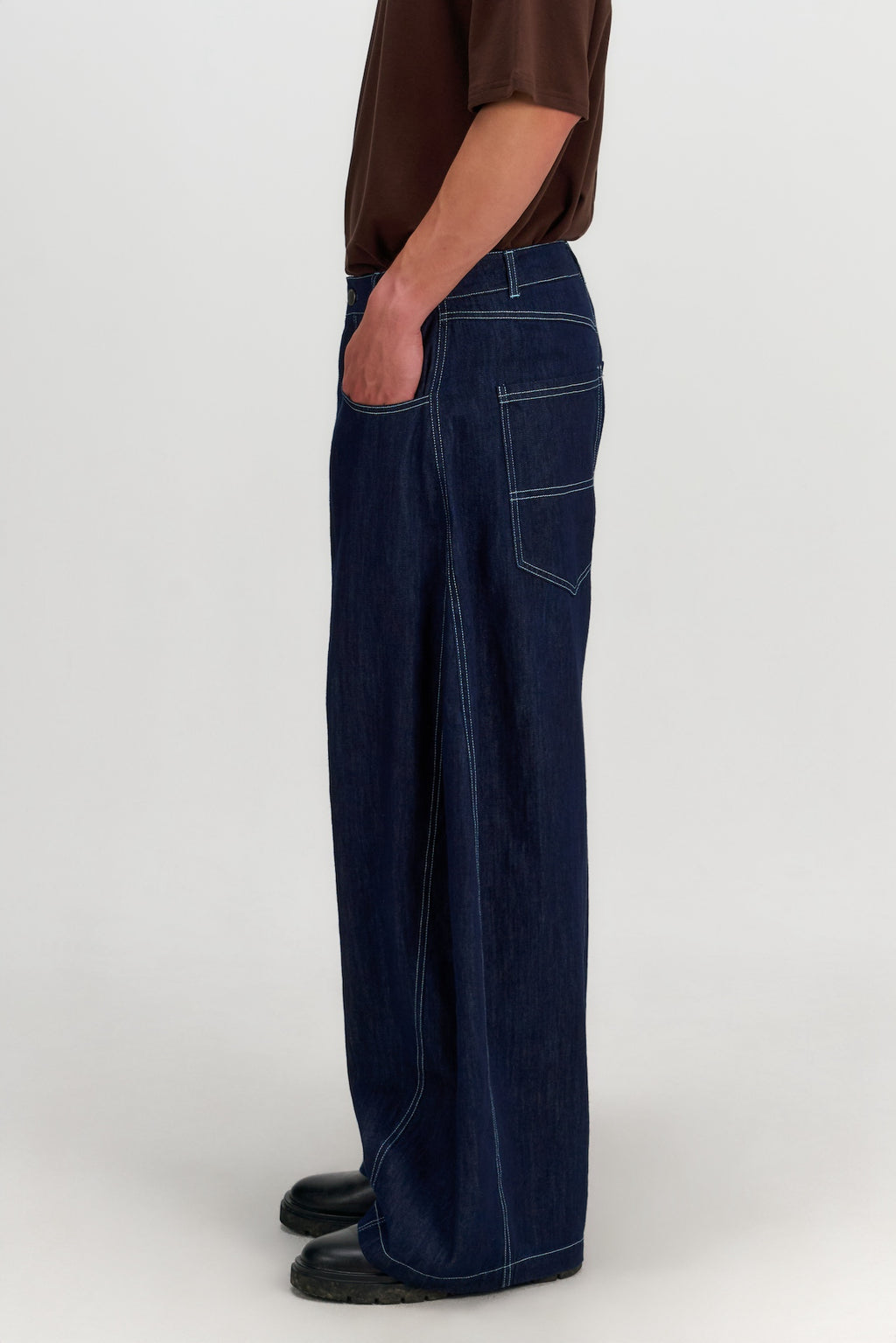 Gender Neutral Curved Leg Denim 2.0 (Dark Navy)