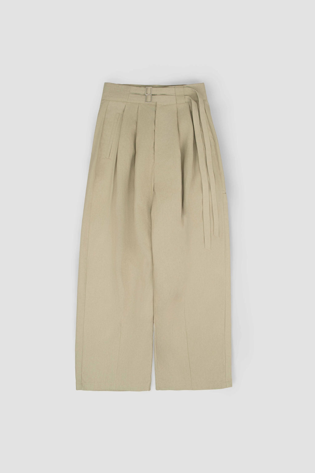 Gender Neutral Double Belted Long Trousers (Beige)