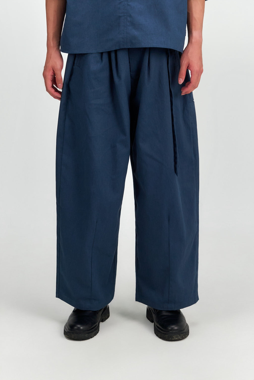 Gender Neutral Double Belted Long Trousers (Blue)