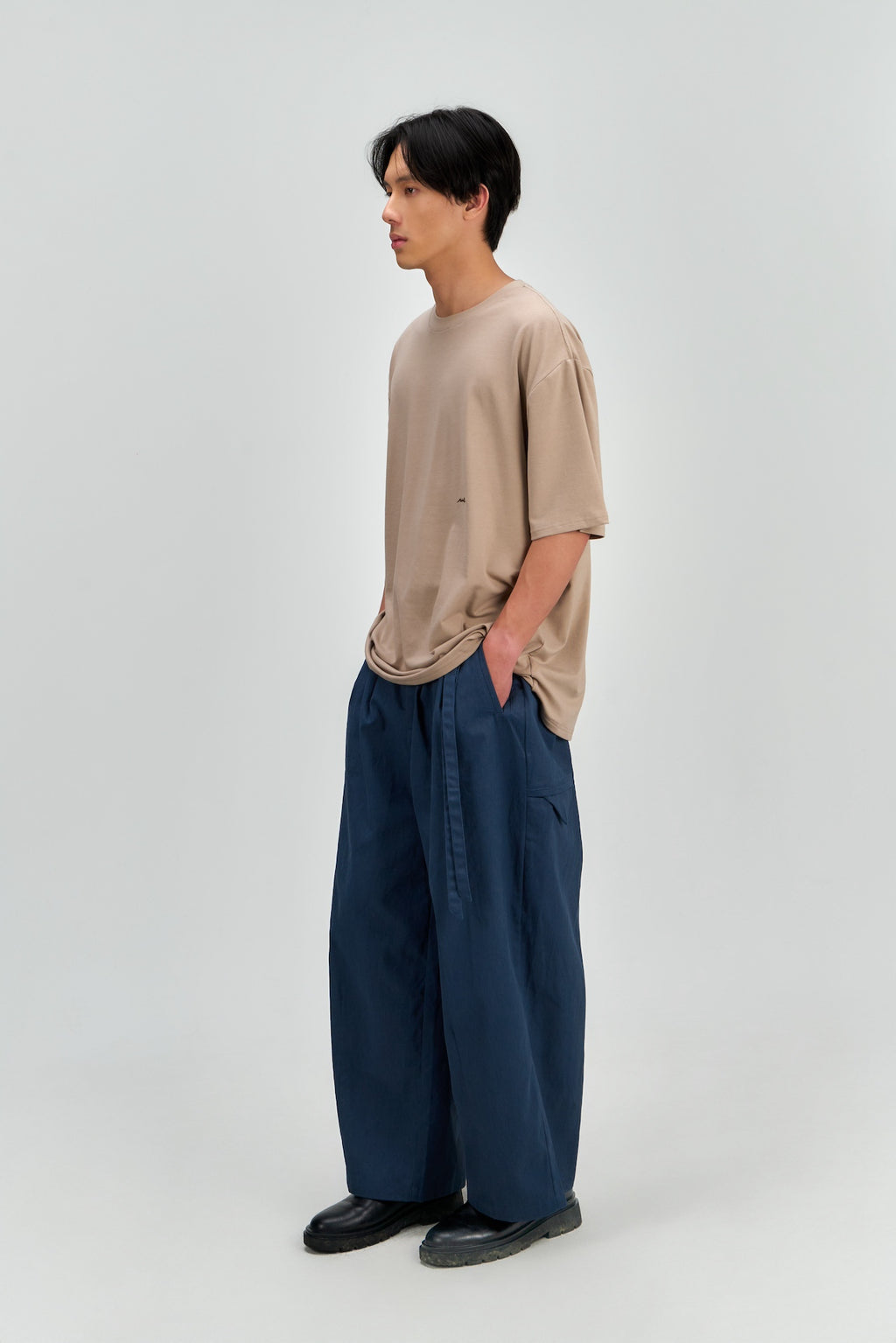 Gender Neutral Double Belted Long Trousers (Blue)