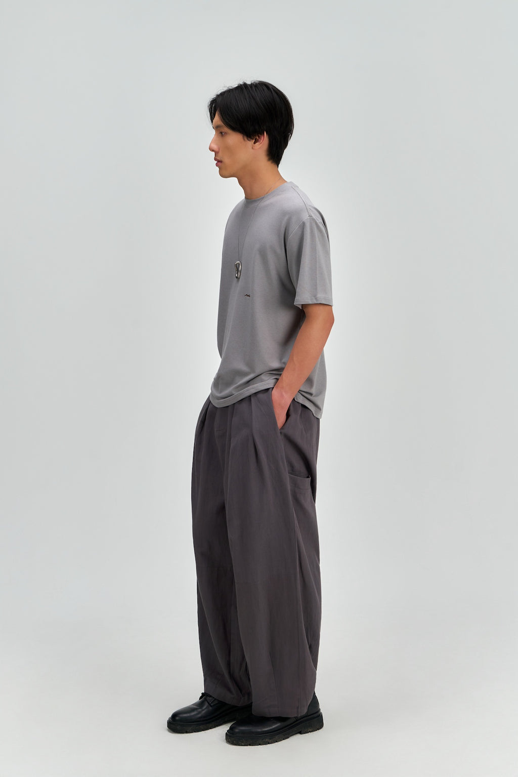 Gender Neutral Drift Knit Straight Long Tee (Blue Grey)