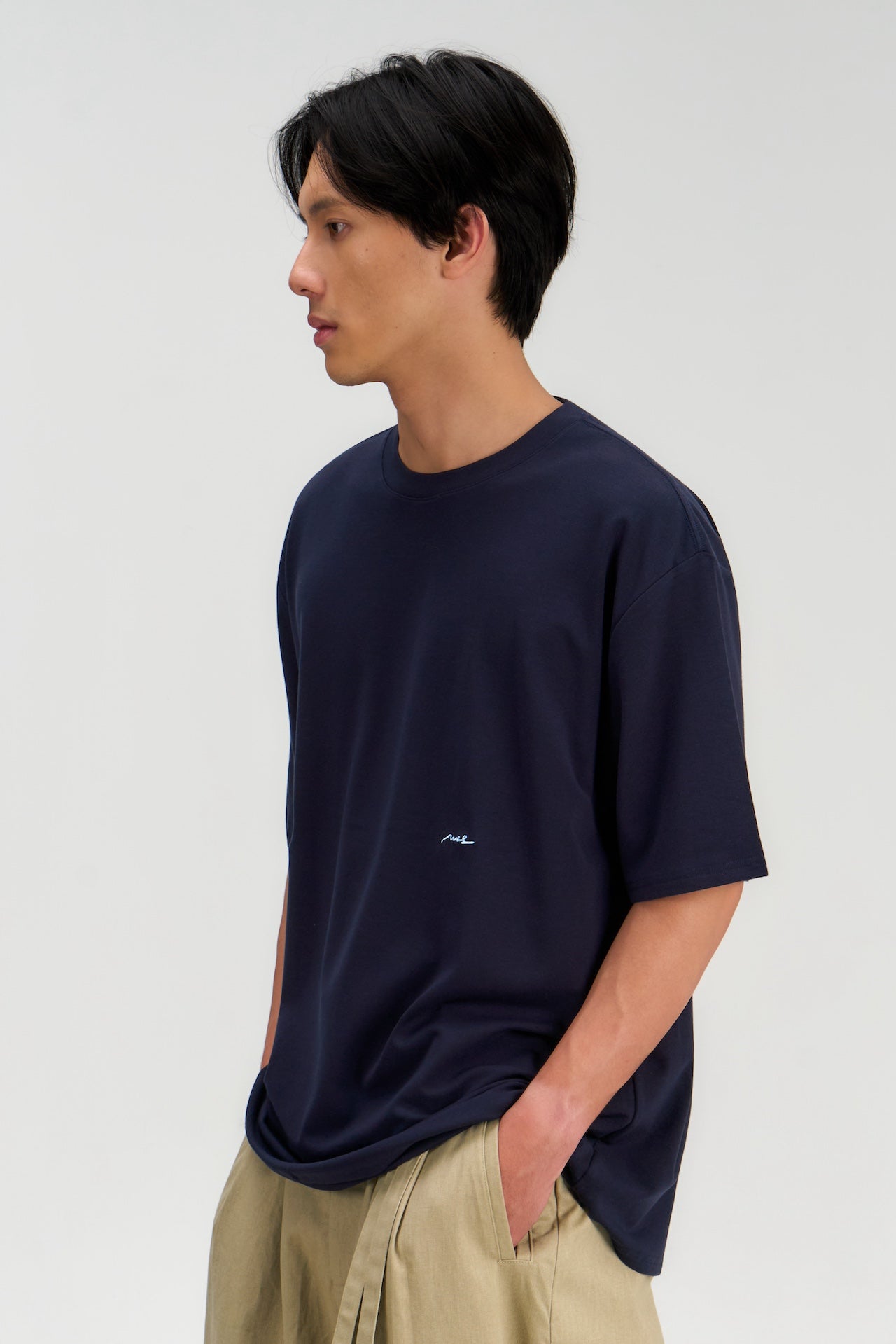 Gender Neutral Drift Knit Straight Long Tee (Navy)