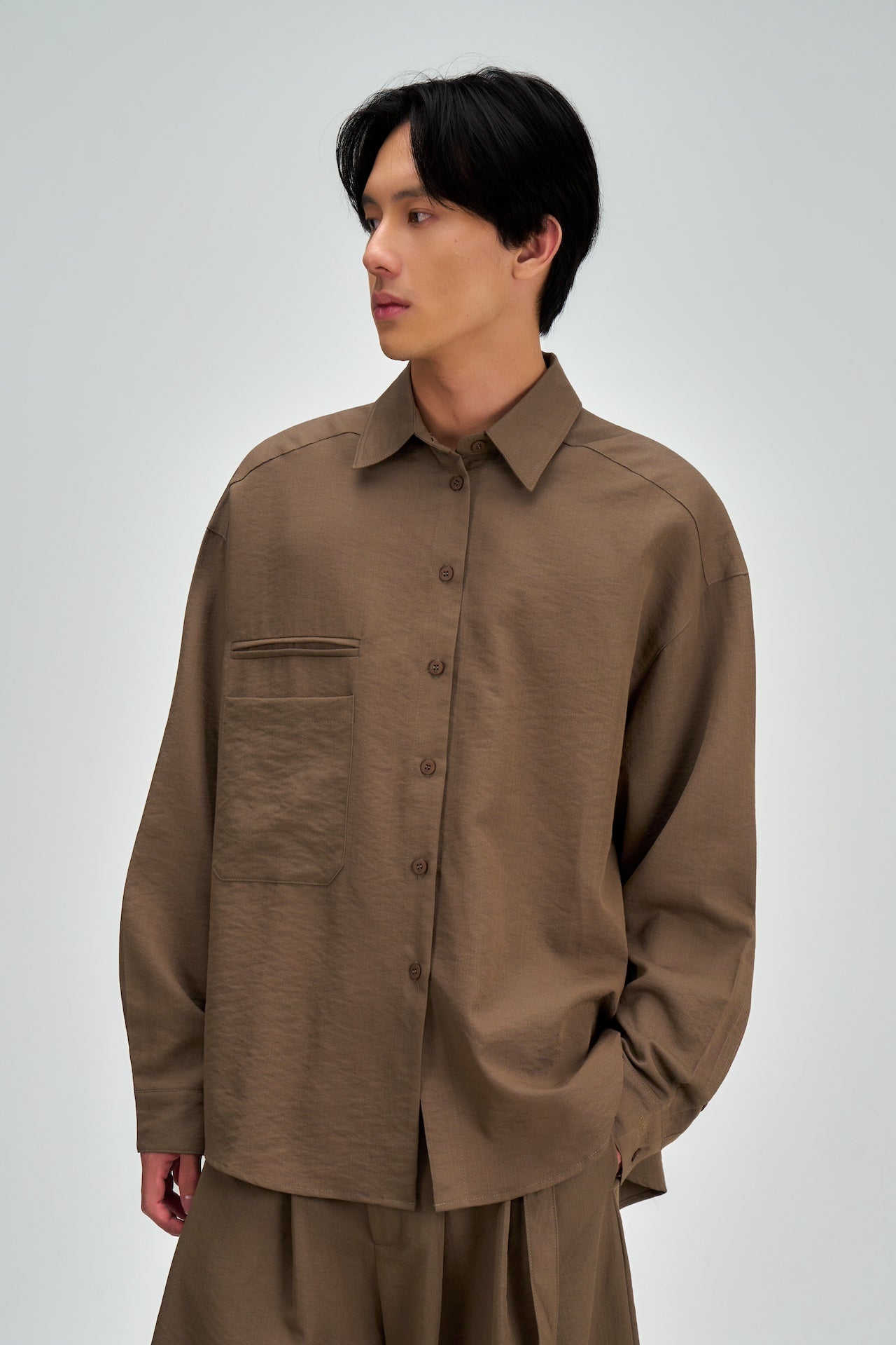 Gender Neutral Oversized Arm Long Sleeve Blouse (Tea)