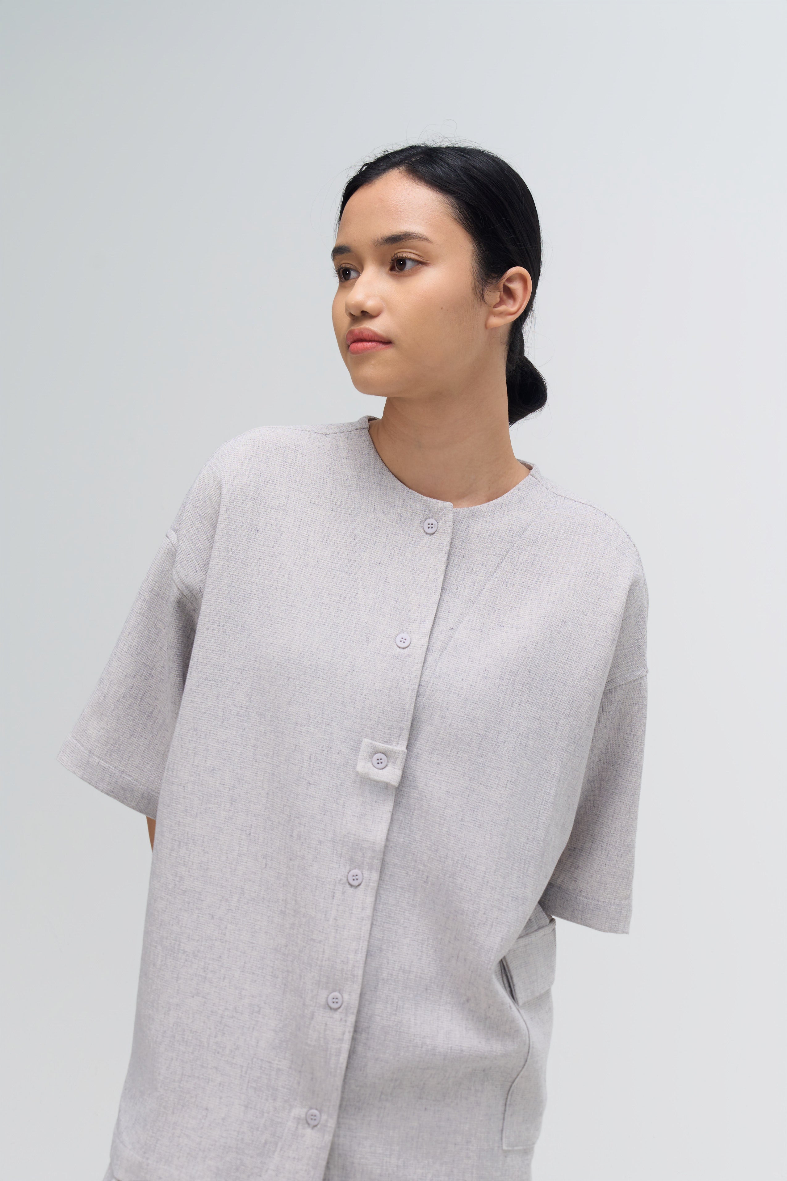 Gender Neutral Oversized Drop Shoulder Boxy Shirt (Poly Waffle Grey)