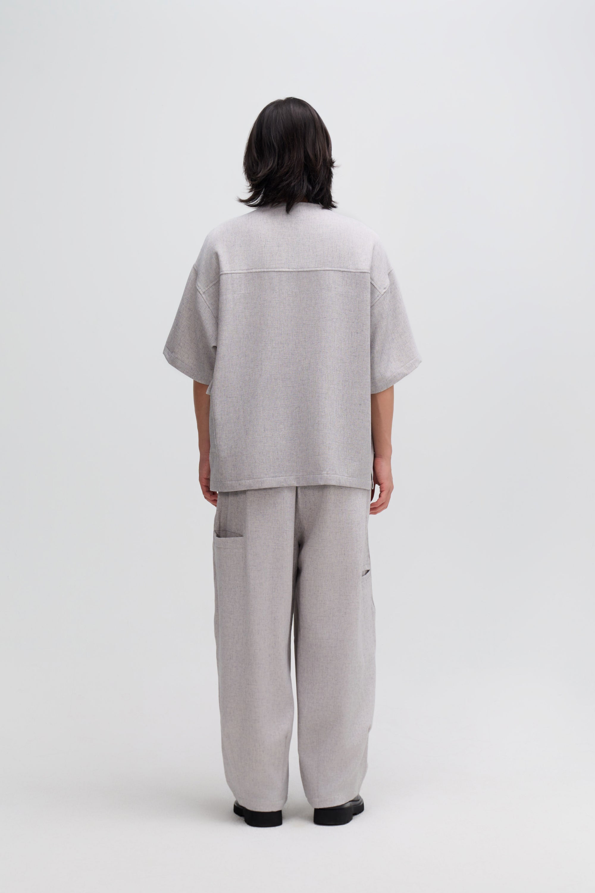 Gender Neutral Oversized Drop Shoulder Boxy Shirt (Poly Waffle Grey)