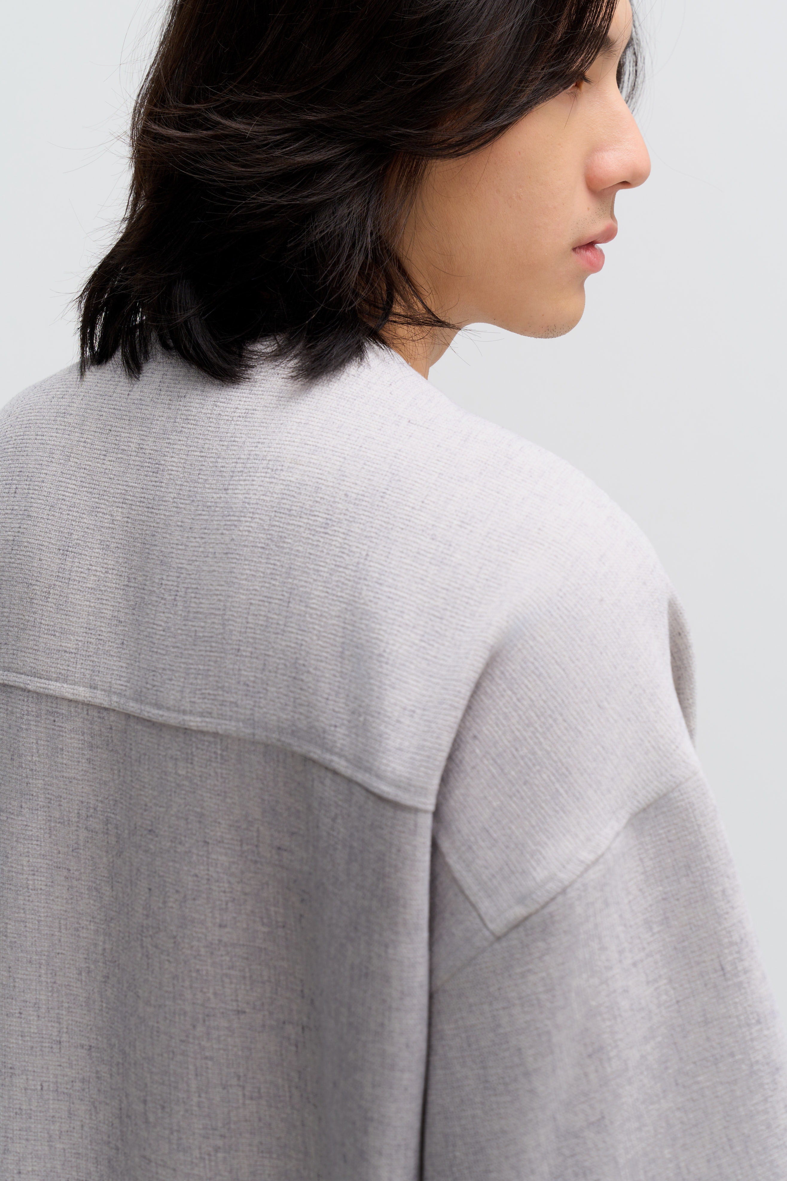 Gender Neutral Oversized Drop Shoulder Boxy Shirt (Poly Waffle Grey)