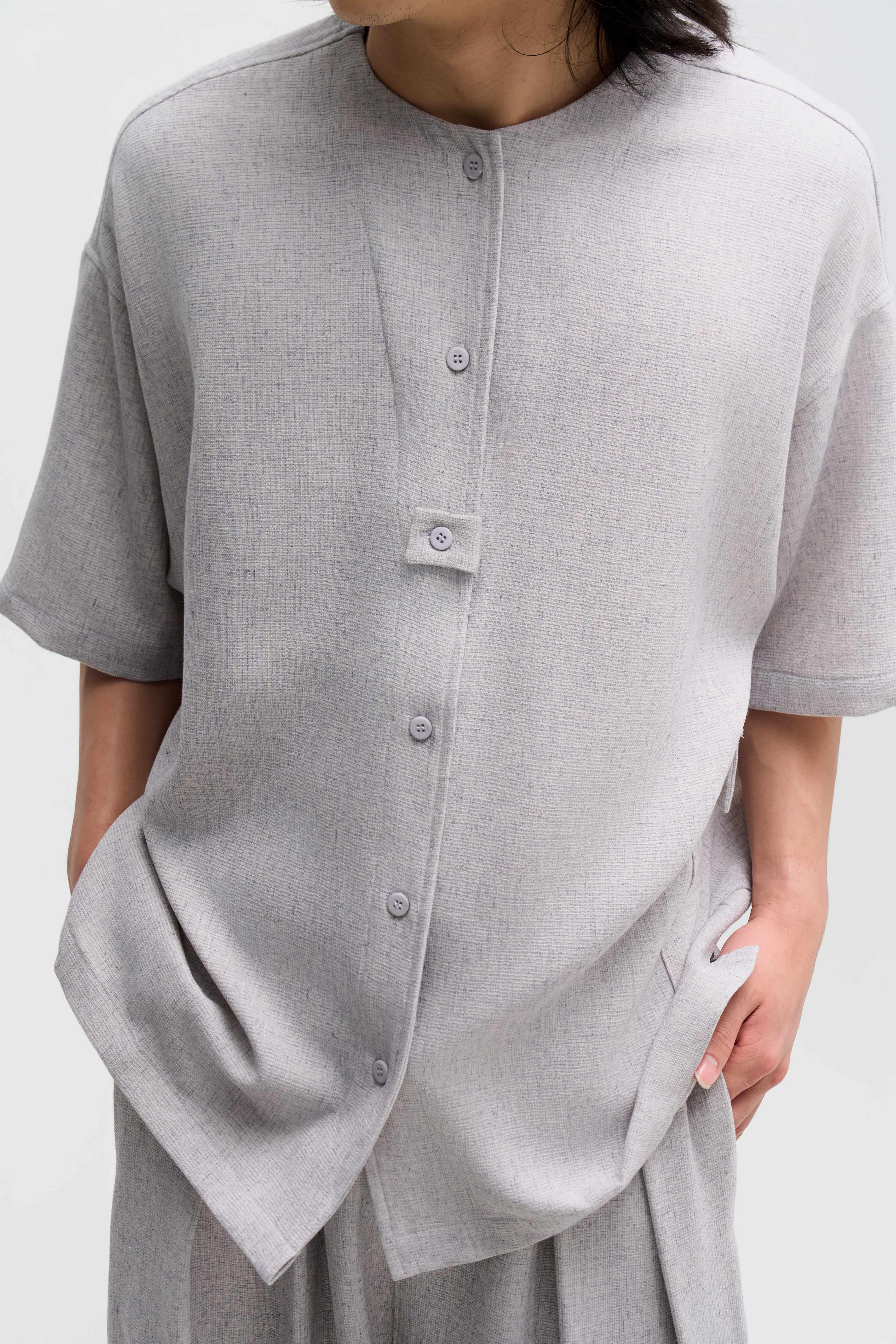 Gender Neutral Oversized Drop Shoulder Boxy Shirt (Poly Waffle Grey)
