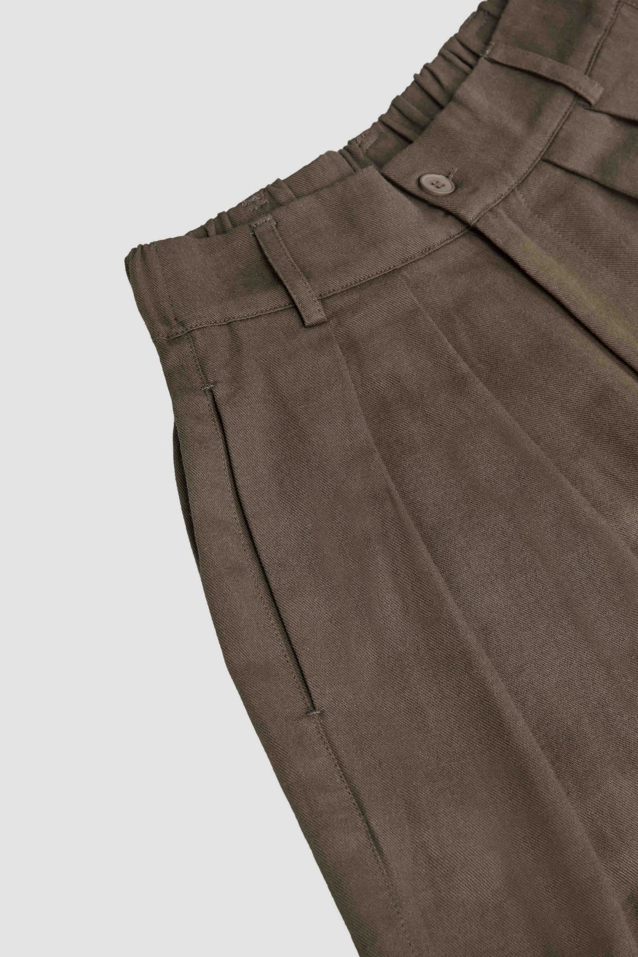 Gender Neutral Cocoon Trousers (Linen / Olive Brown)