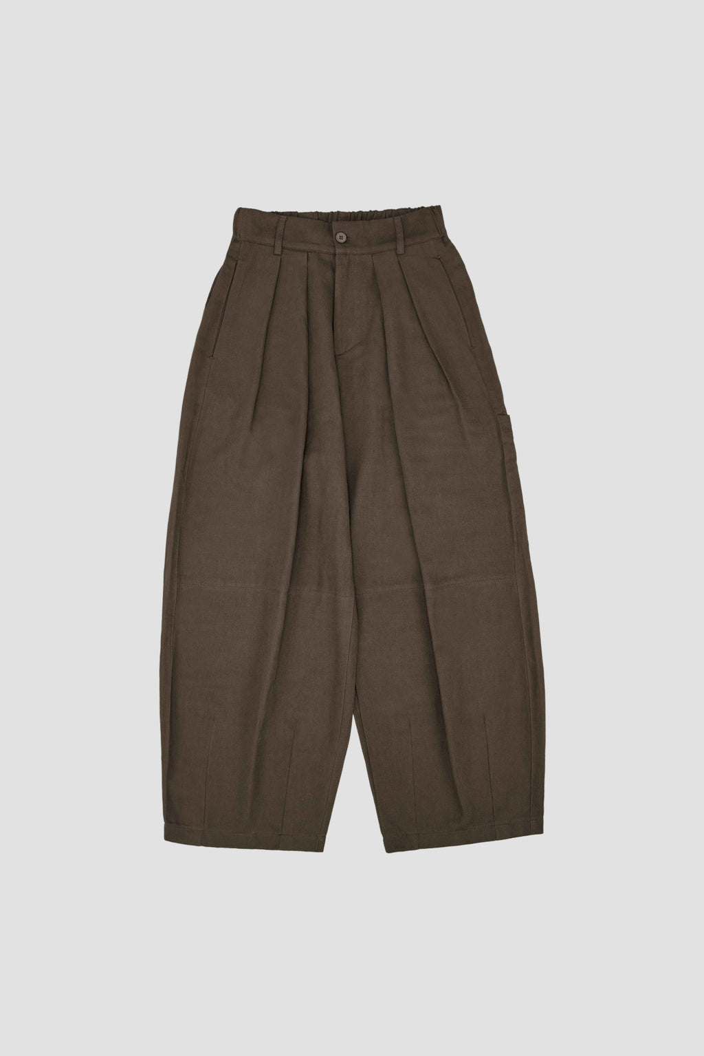 Gender Neutral Cocoon Trousers (Linen / Olive Brown)