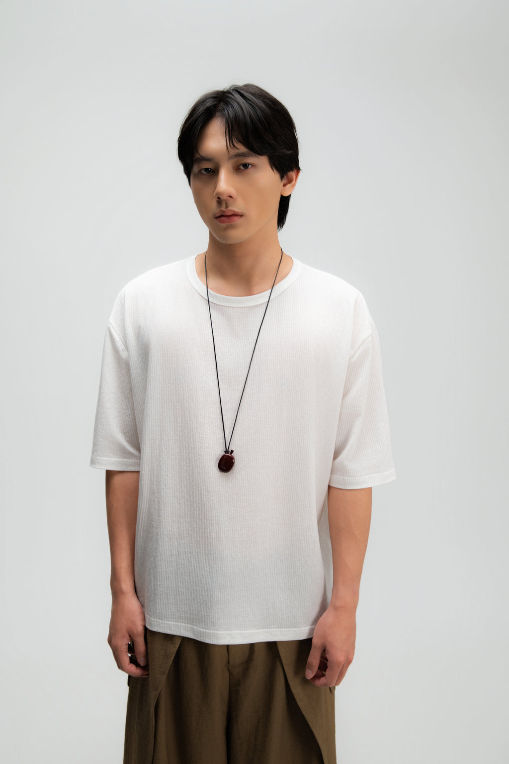 Gender Neutral Thin Boxy Tee (Textured White)