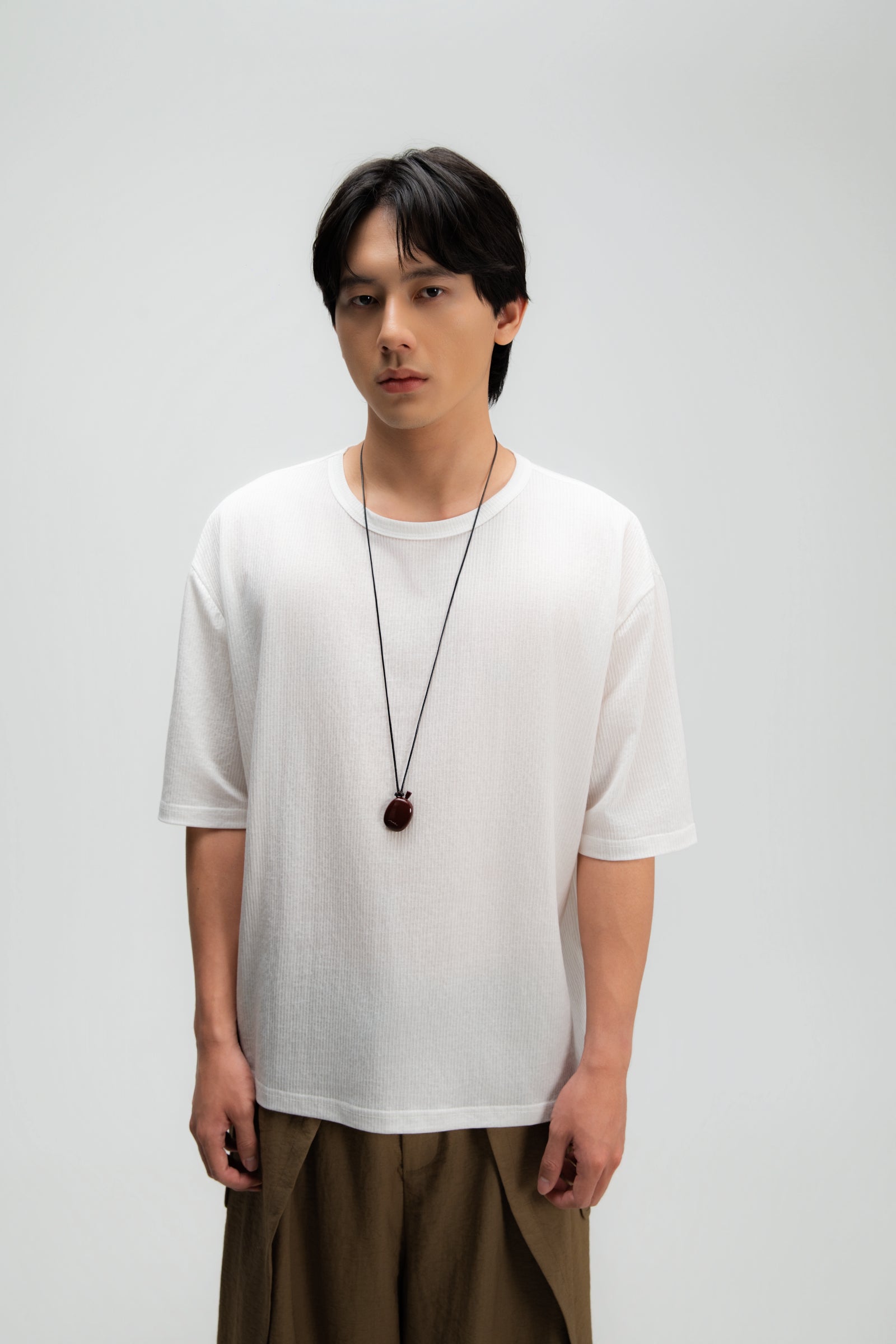 Gender Neutral Thin Boxy Tee (Textured White)