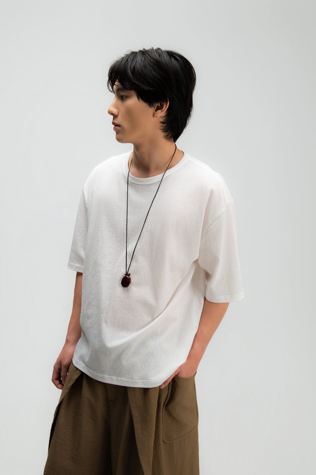 Gender Neutral Thin Boxy Tee (Textured White)