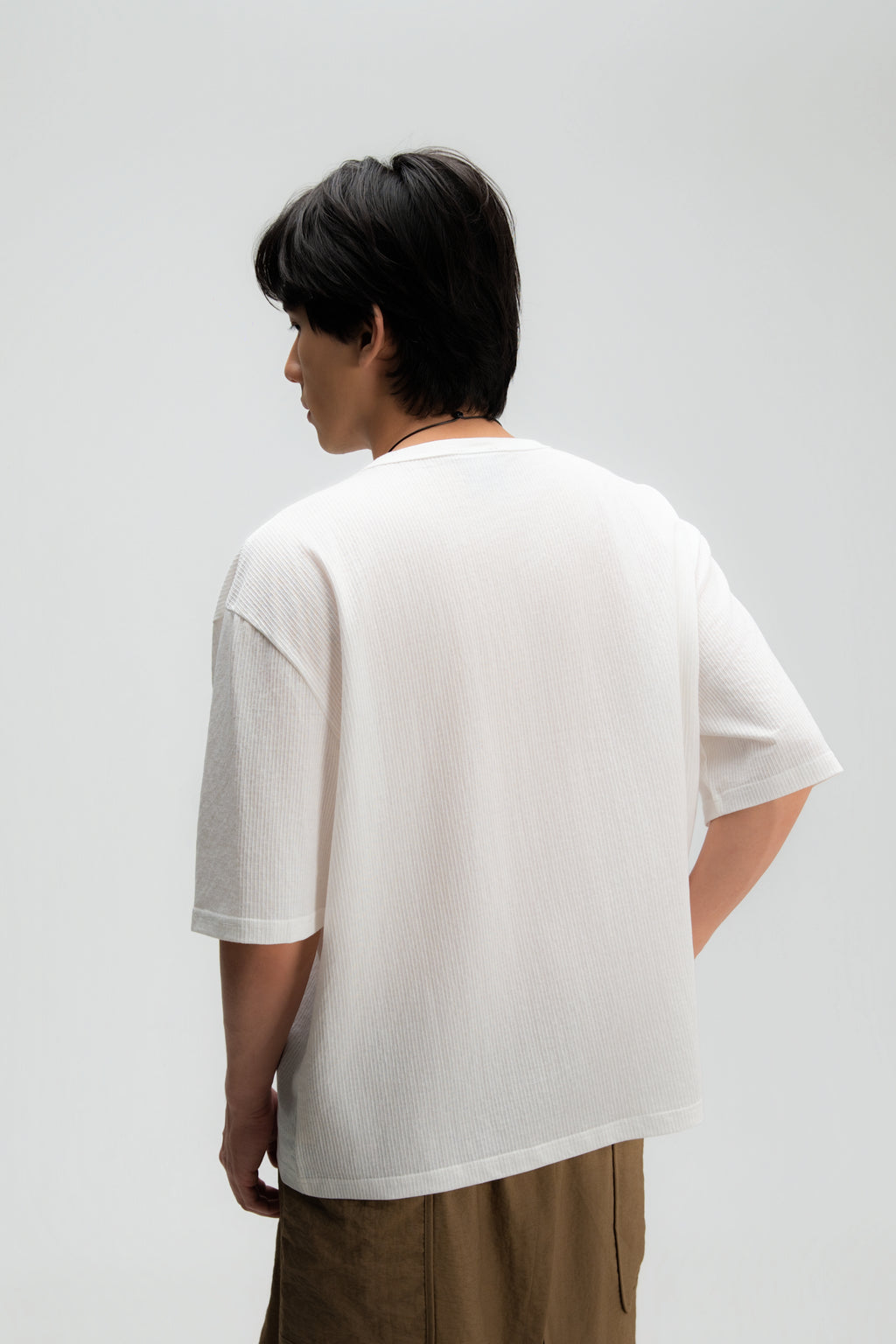 Gender Neutral Thin Boxy Tee (Textured White)
