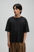 Gender Neutral Thin Boxy Tee (Textured Black)