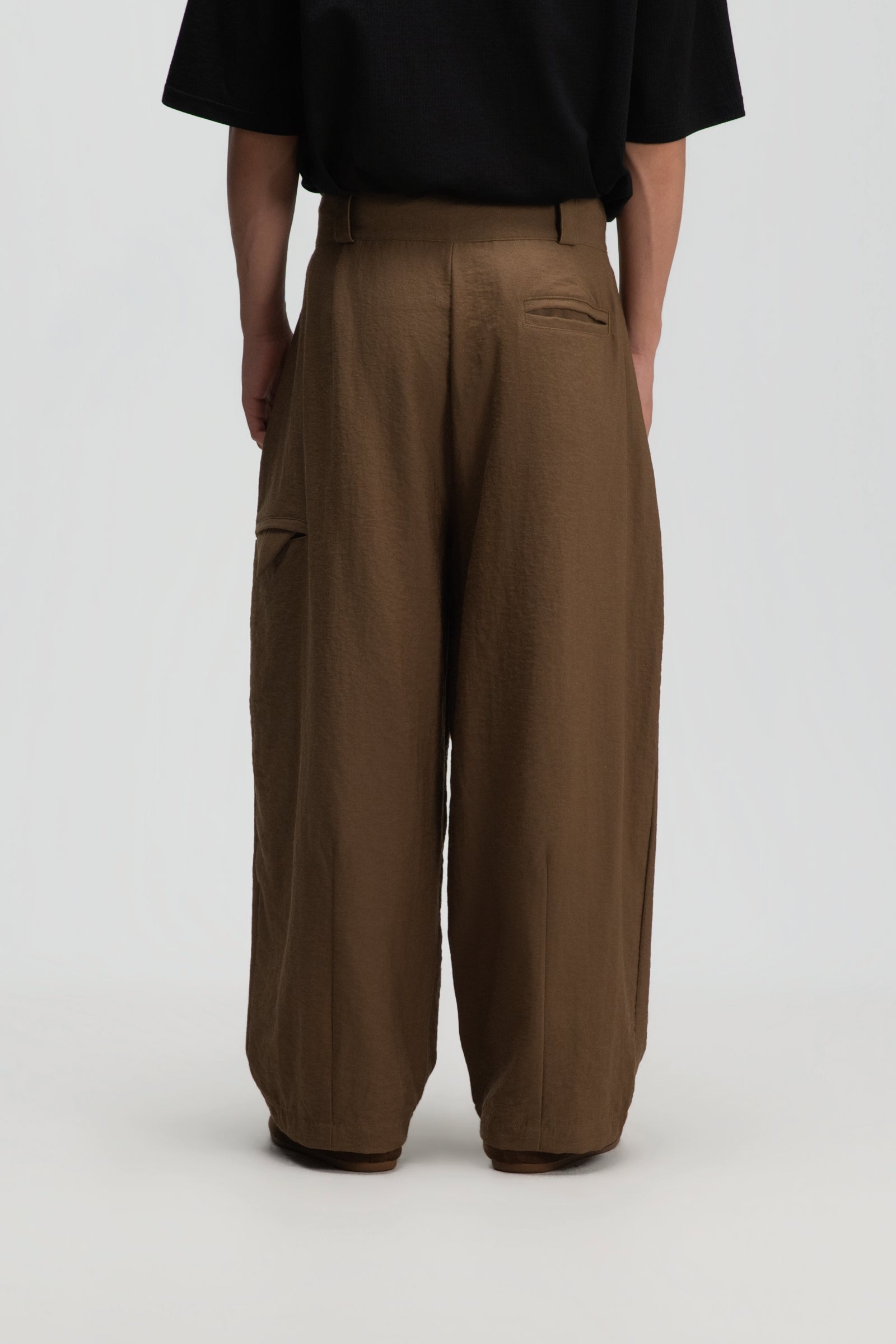 Gender Neutral Double Belted Long Trousers (Mud)