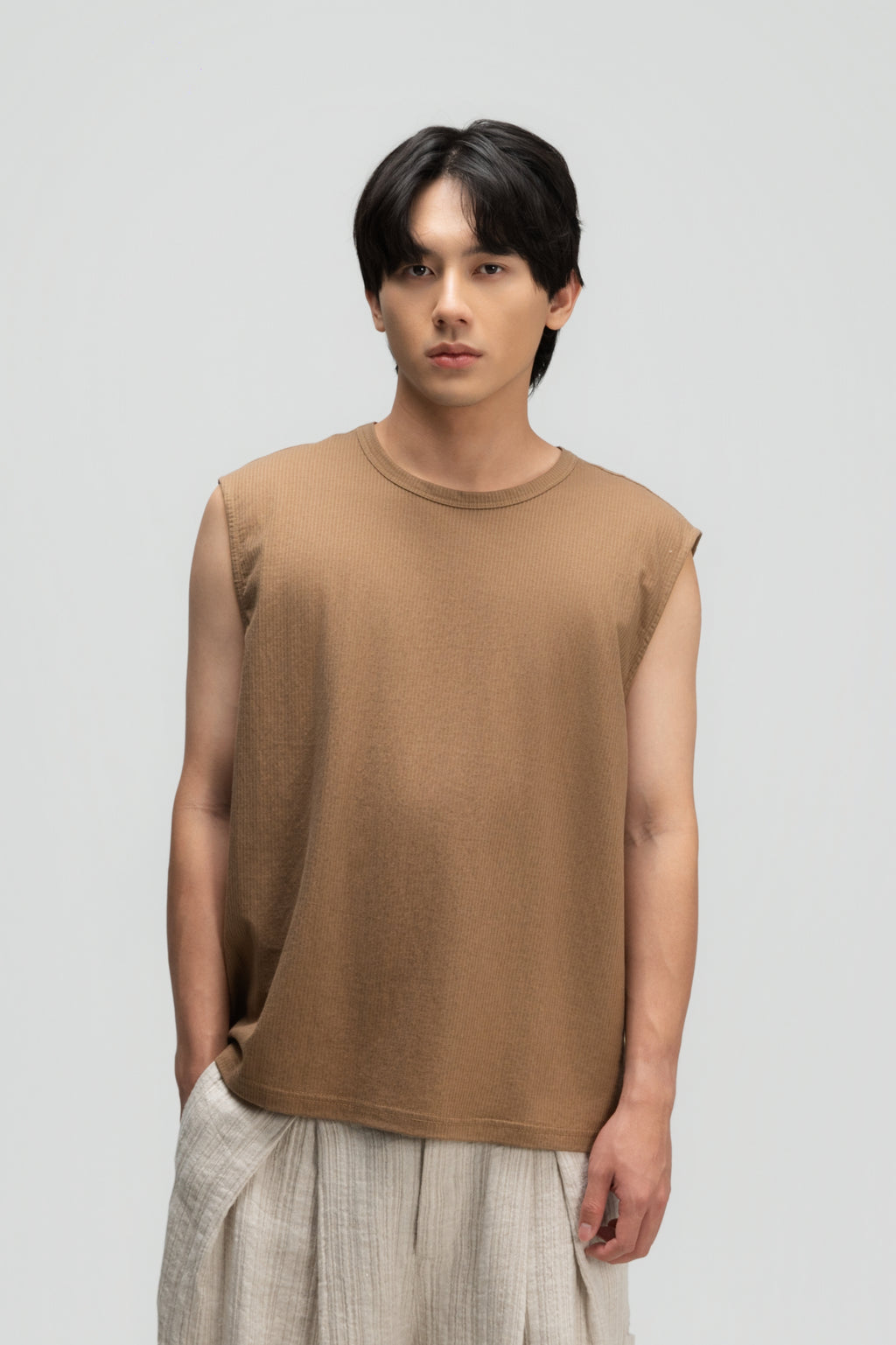 Gender Neutral Thin Muscle Tee (Textured Mud)