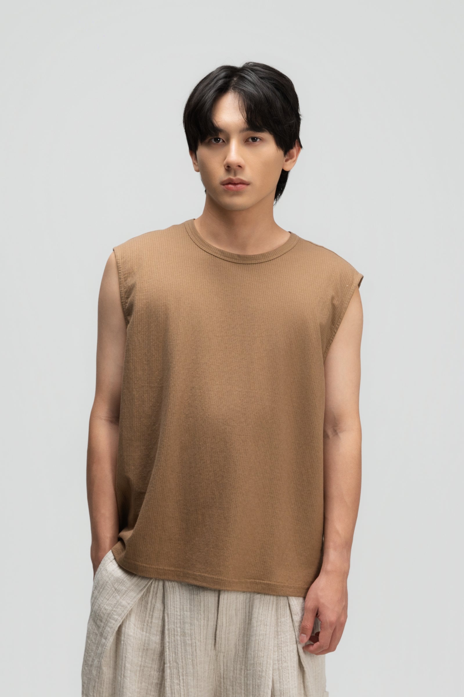 Gender Neutral Thin Muscle Tee (Textured Mud)