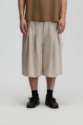 [Preorder] Gender Neutral Front Box Pleated Shorts (Beige) - Ship out 19th June onwards