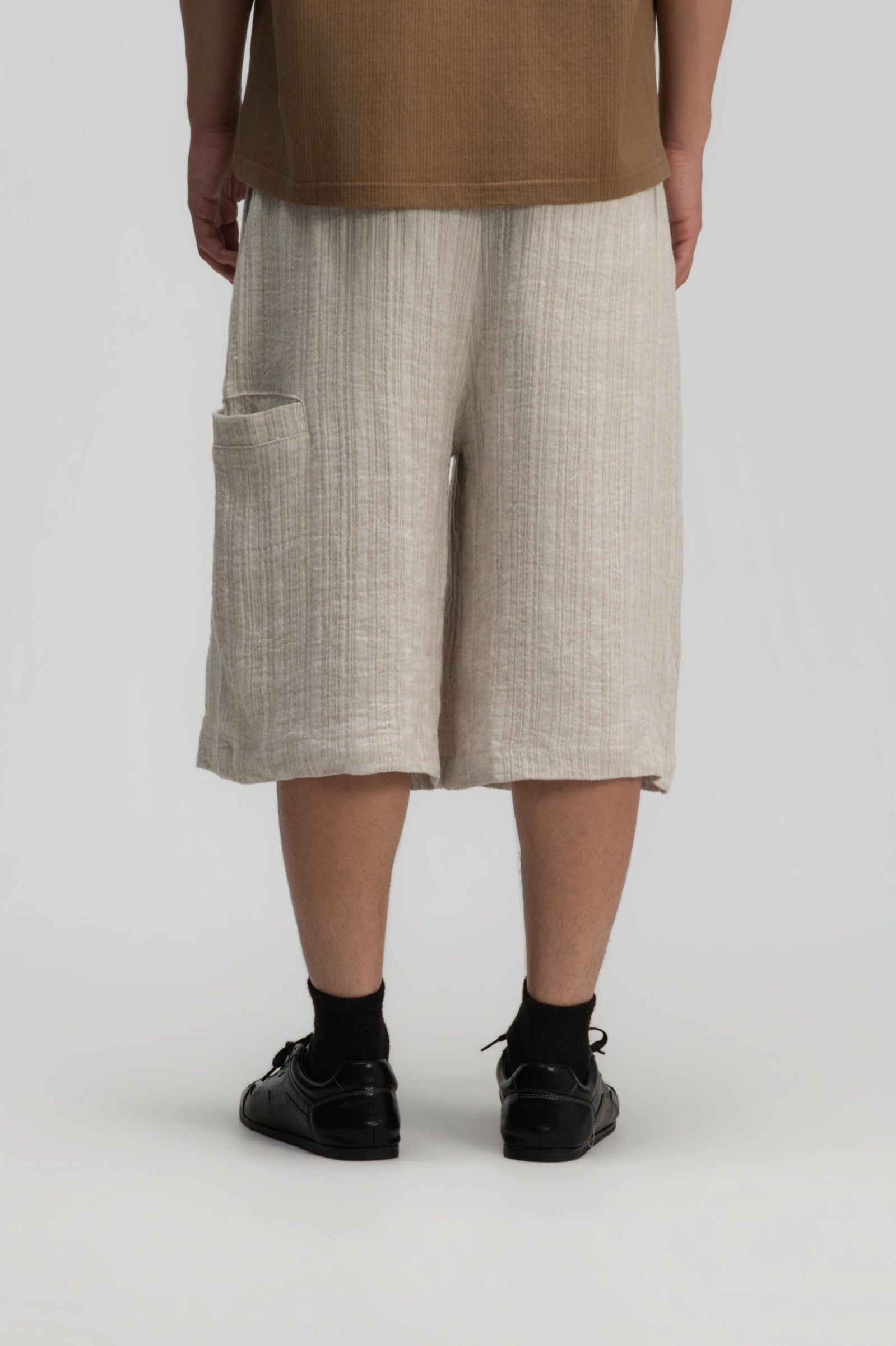 [Preorder] Gender Neutral Front Box Pleated Shorts (Beige) - Ship out 19th June onwards