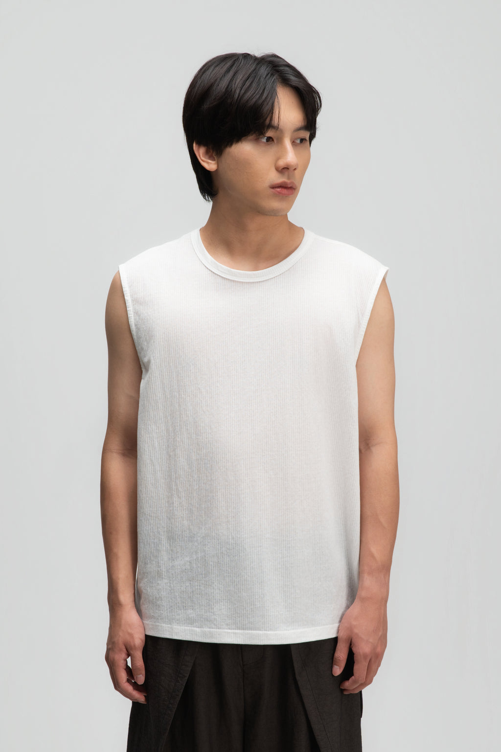 Gender Neutral Thin Muscle Tee (Textured White)