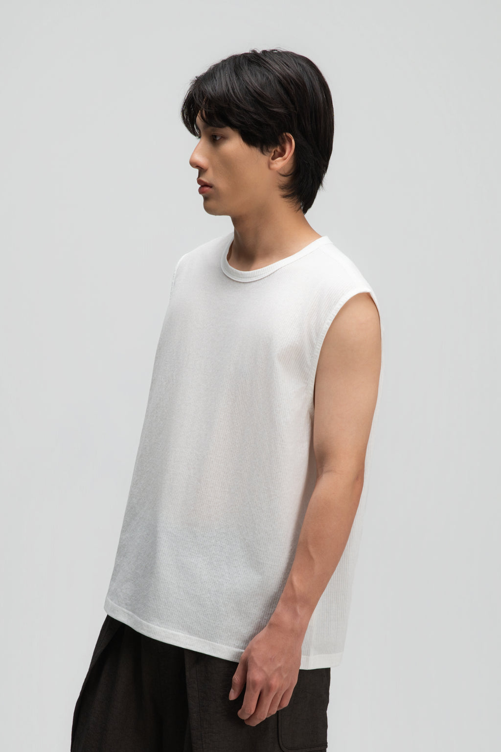 Gender Neutral Thin Muscle Tee (Textured White)