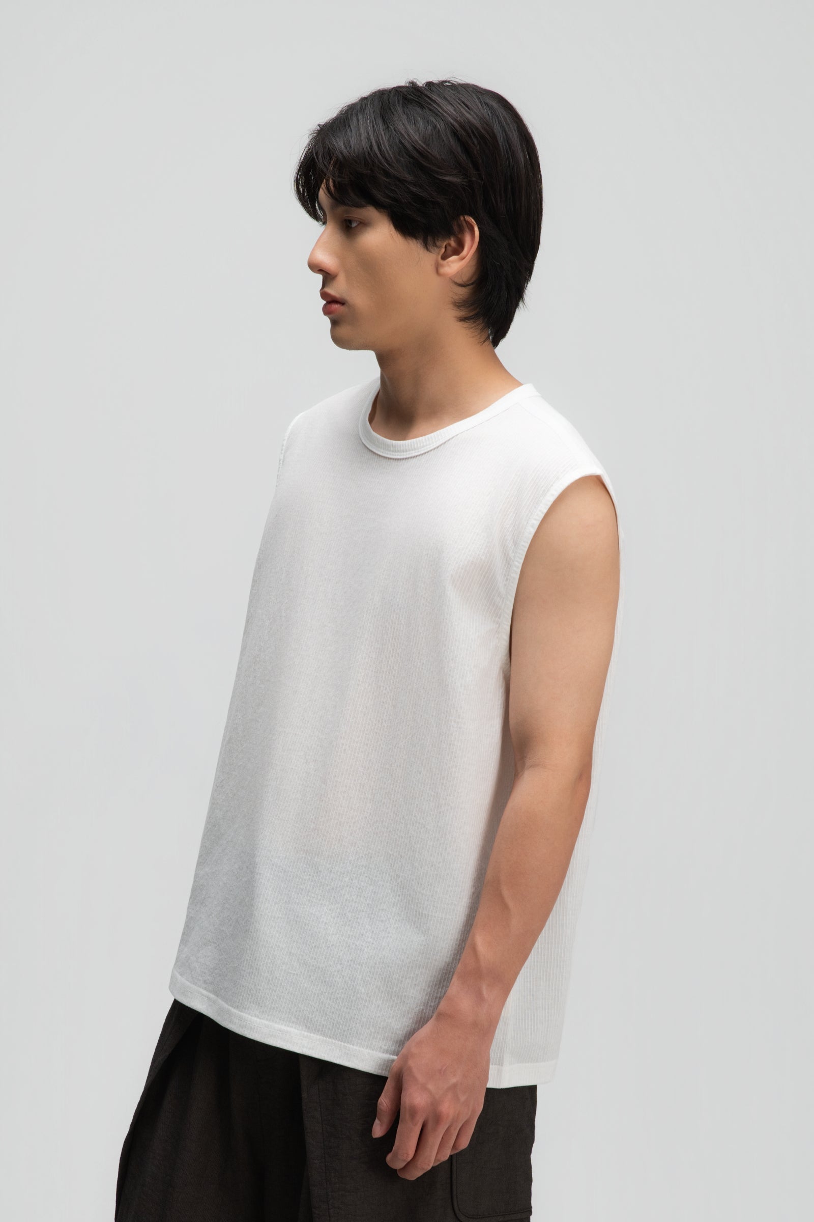 Gender Neutral Thin Muscle Tee (Textured White)