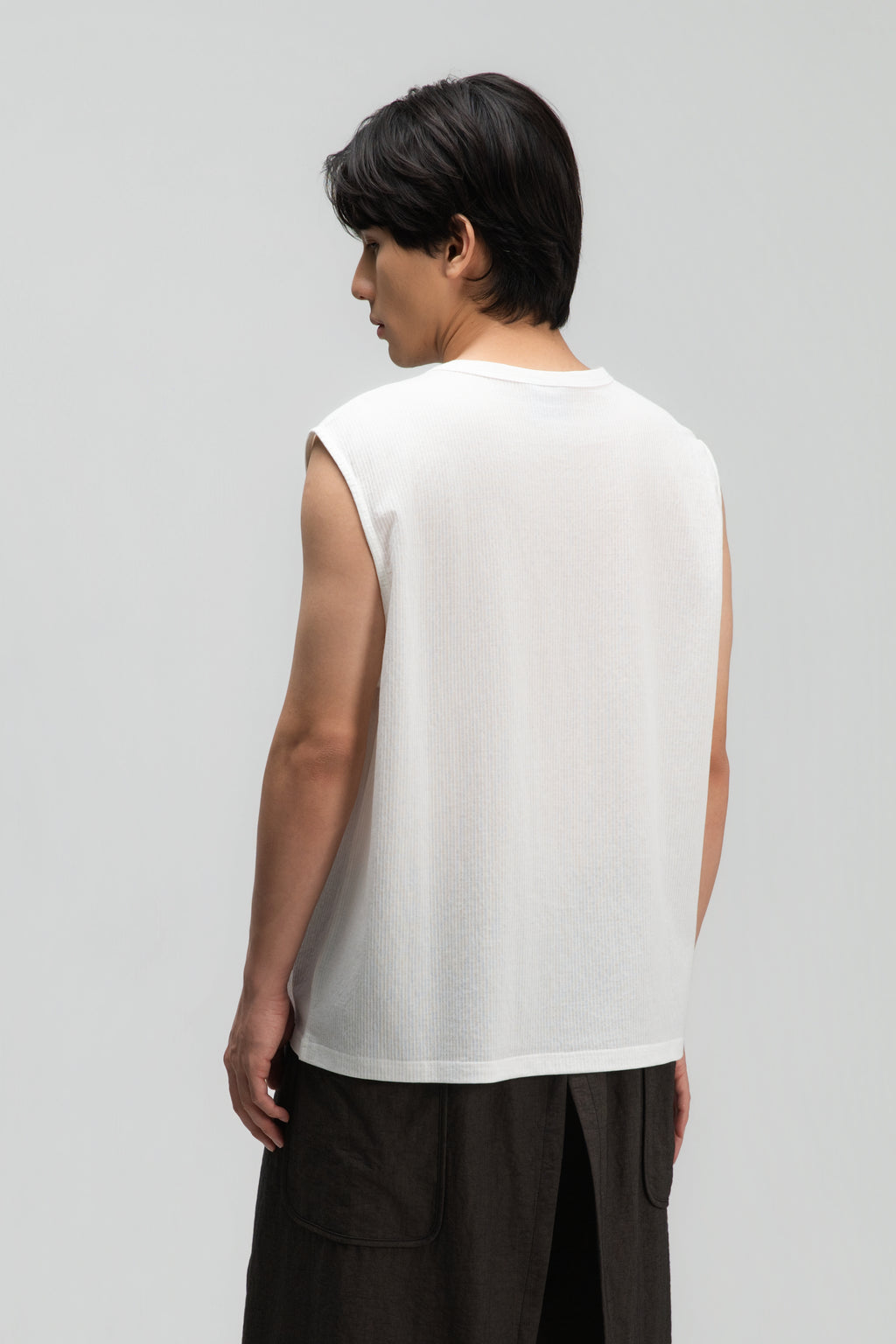 Gender Neutral Thin Muscle Tee (Textured White)