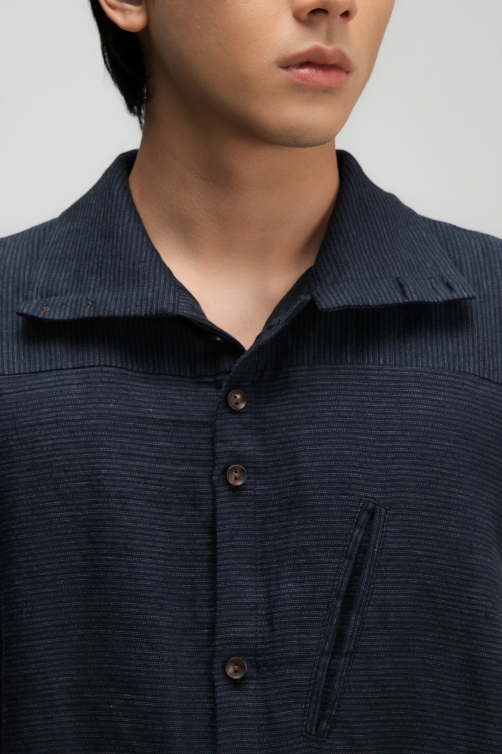 Gender Neutral Funnel Neck Vest (Navy Blue Stripe)