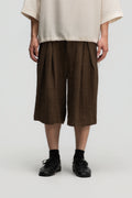 [Preorder] Gender Neutral Front Box Pleated Shorts (Brown) - Ship out 19th June onwards
