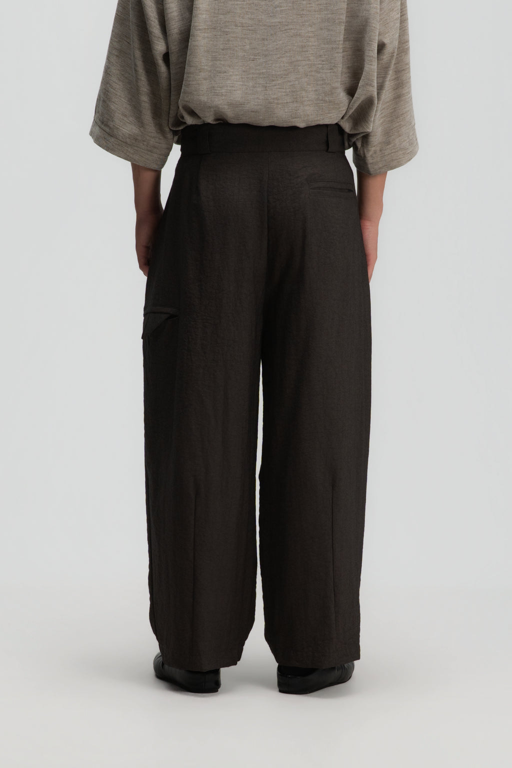 Gender Neutral Double Belted Long Trousers (Dark Grey)