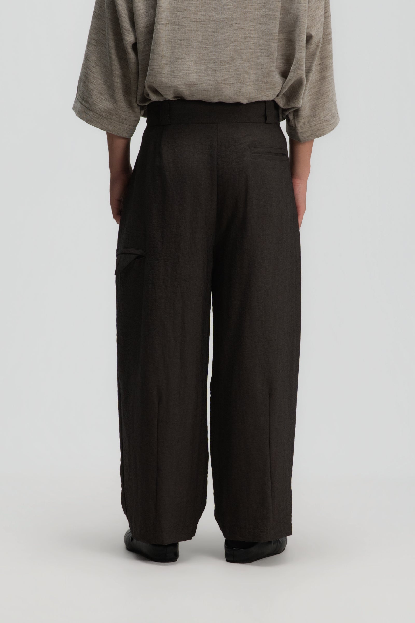 Gender Neutral Double Belted Long Trousers (Dark Grey)