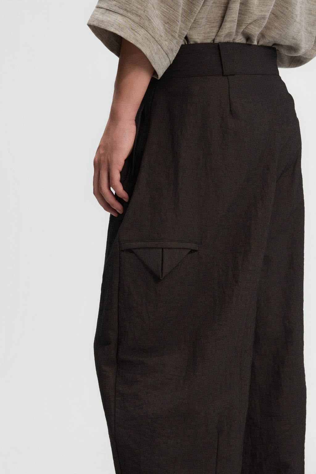 Gender Neutral Double Belted Long Trousers (Dark Grey)