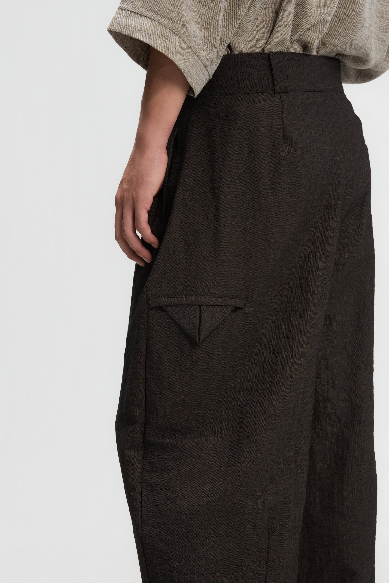 Gender Neutral Double Belted Long Trousers (Dark Grey)