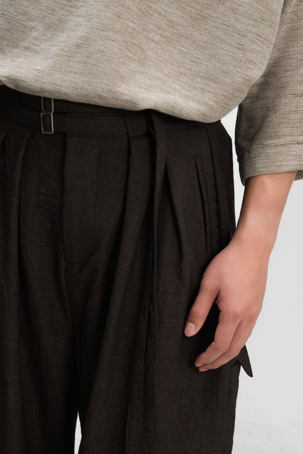 Gender Neutral Double Belted Long Trousers (Dark Grey)