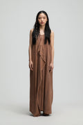 Front Drape Raw Hem Cami Dress (Tie Dye Rust)