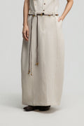 Curved Leg Skirt w/ Beaded Belt (Off White)